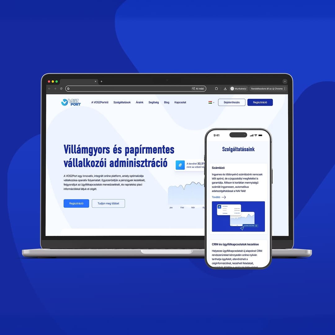 vosz port weboldal mockup